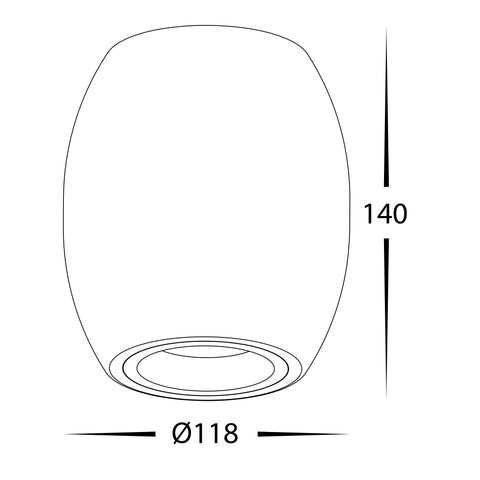 Nella Black 12w Surface Mounted LED Downlight - HV5849S-BLK