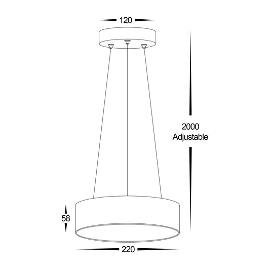 Nella 220mm Black 20w Round Pendant - HV5892T-BLK-PDT