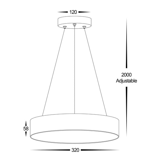 Nella 320mm Black 30w Round Pendant - HV5893T-BLK-PDT