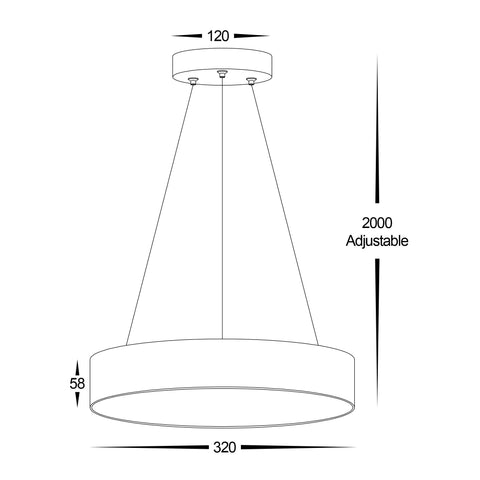 Nella 320mm Black 30w Round Pendant - HV5893T-BLK-PDT