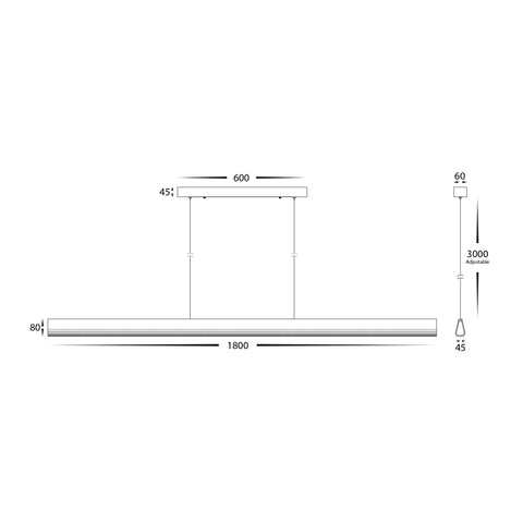 Opex Walnut Timber 1800mm Linear Pendant - HV6014T