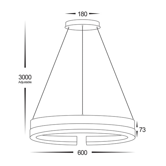 Orah Walnut Timber with Black Aluminium 600mm Round Pendant - HV6092T