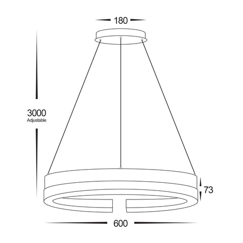 Orah Walnut Timber with Black Aluminium 600mm Round Pendant - HV6092T