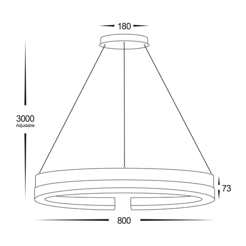 Orah Walnut Timber with Black Aluminium 800mm Round Pendant - HV6094T