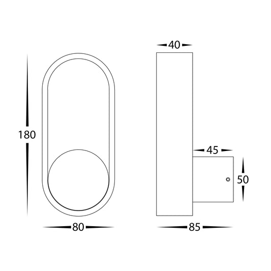 Ovale Black + Brass Wall Light - HV8080T-BLKBR