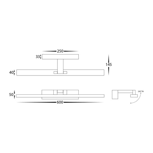 Vanita White 600mm Adjustable Wall Light - HV8102T-WHT
