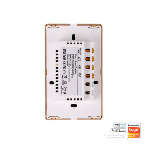 Wifi 2 Gang White with Gold Trim Wall Switch - HV9120-2