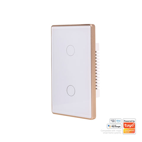 Wifi 2 Gang White with Gold Trim Wall Switch - HV9120-2