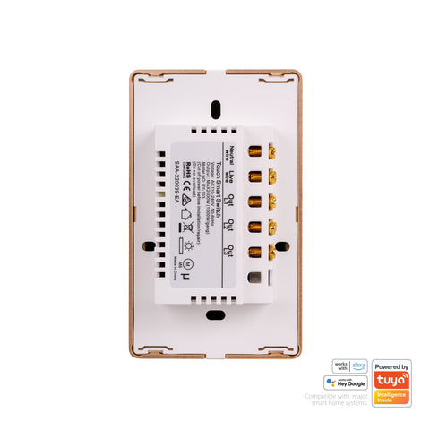 Wifi 3 Gang White with Gold Trim Wall Switch - HV9120-3