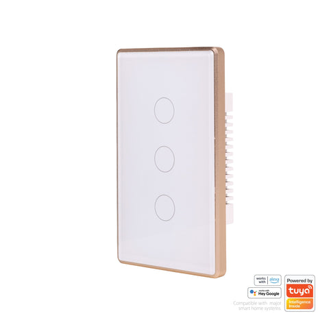Wifi 3 Gang White with Gold Trim Wall Switch - HV9120-3
