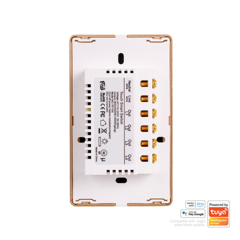 Wifi 4 Gang White with Gold Trim Wall Switch - HV9120-4
