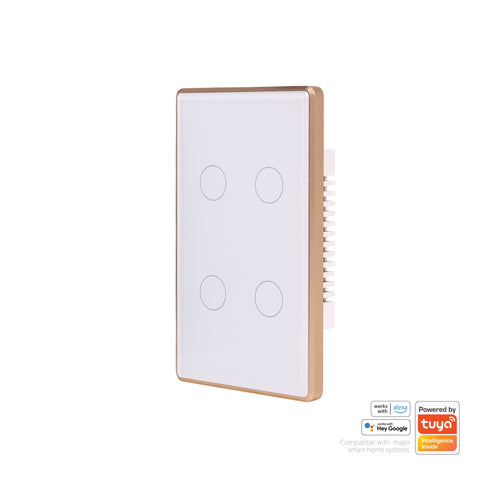 Wifi 4 Gang White with Gold Trim Wall Switch - HV9120-4