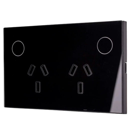 Wifi Black Double Powerpoint - HV9214 - ARCK Electrical Wholesale Supplies