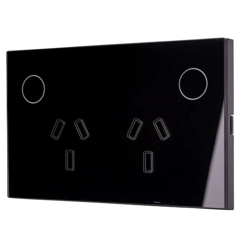 Wifi Black Double Powerpoint - HV9214 - ARCK Electrical Wholesale Supplies