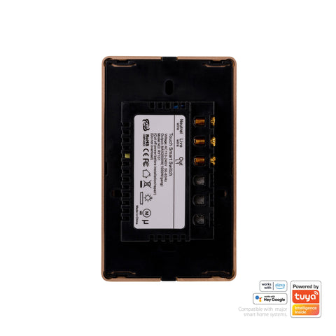 Wifi Single Gang Black with Gold Trim Wall Switch - HV9220-1