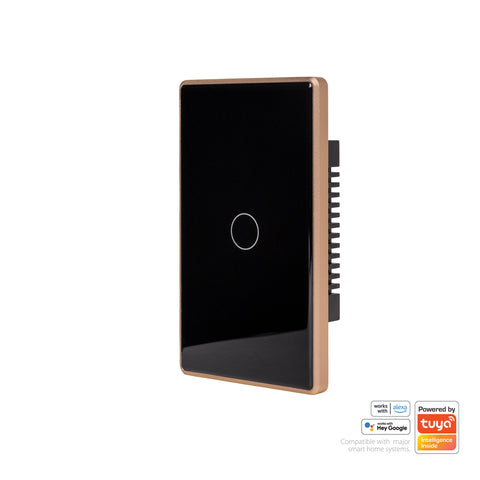Wifi Single Gang Black with Gold Trim Wall Switch - HV9220-1
