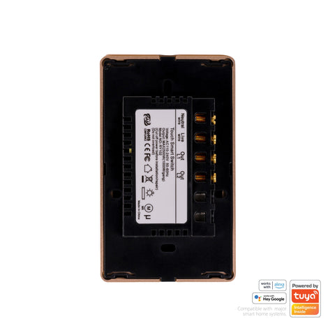Wifi 2 Gang Black with Gold Trim Wall Switch - HV9220-2