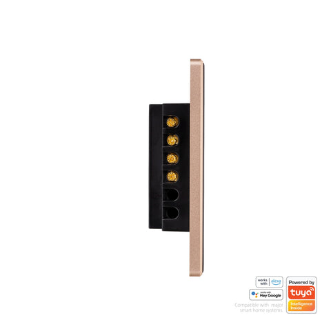 Wifi 2 Gang Black with Gold Trim Wall Switch - HV9220-2