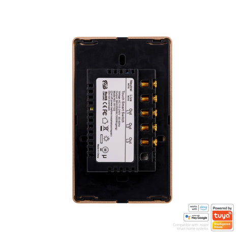 Wifi 3 Gang Black with Gold Trim Wall Switch - HV9220-3