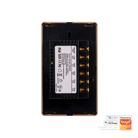 Wifi 4 Gang Black with Gold Trim Wall Switch - HV9220-4