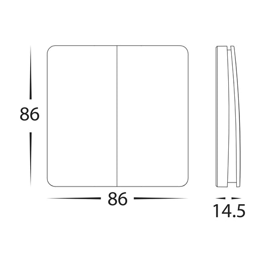 Two Gang White Wireless Self Powered Wall Switch - HV9262