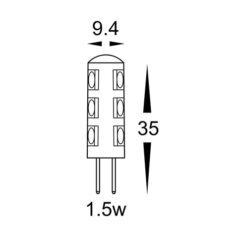 1.5w G4 12v DC LED Bi Pin Glob - HV9523-15W