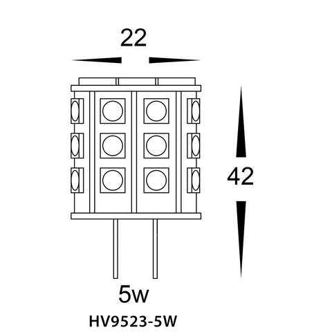 5w G4 12v DC LED Bi Pin Globe - HV9523-5w