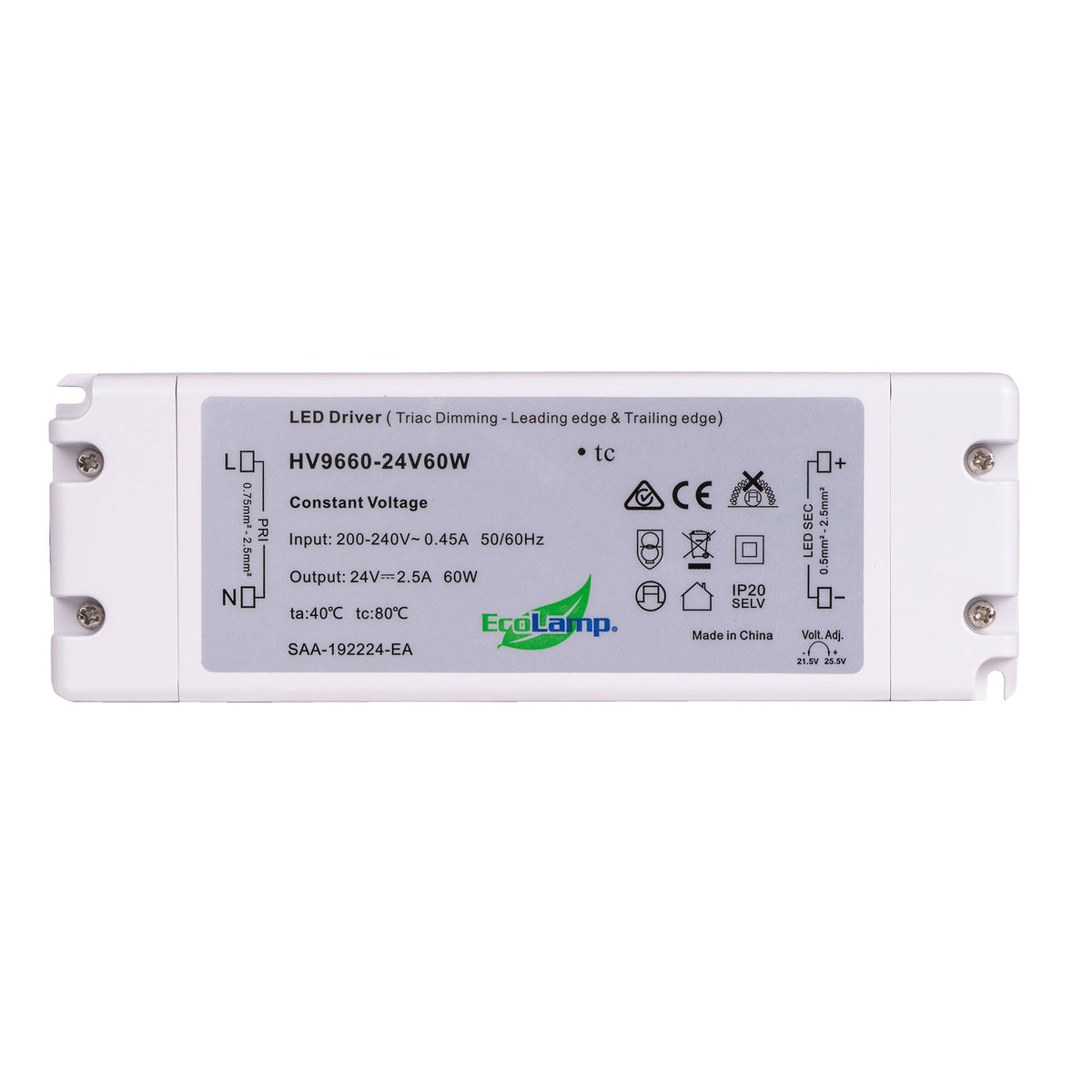 Triac Dimmable Indoor LED Driv - HV9660-24V60W