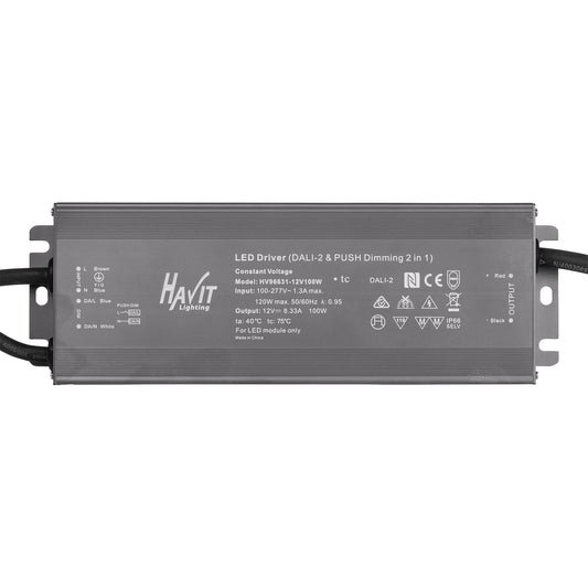 100W Dali 2 + Push Dim Dimmable LED Driver - HV96631-24V100W
