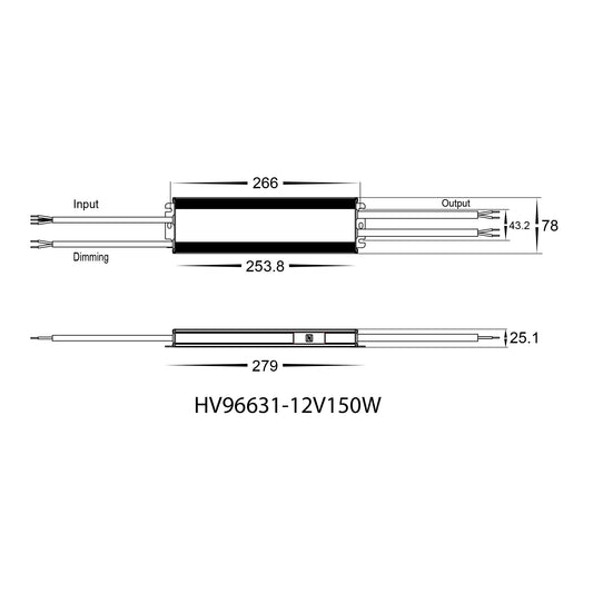 HV96631-12V150W | HV96631-24V150W- 150W Dali 2 + Push Dim Dimmable LED Driver - HV96631-24V150W