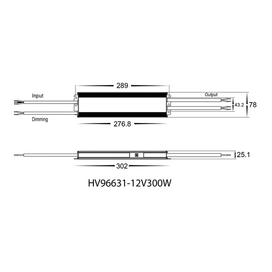 300W Dali 2 + Push Dim Dimmable LED Driver - HV96631-12V300W
