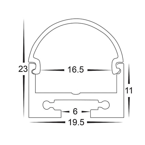 Silver Aluminium Profile with Rounded Diffuser - HV9690-2119-EC