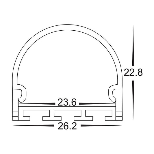 Shallow Square Aluminium Profile with Rounded Diffuser - HV9690-2618-EC