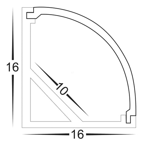 White Corner Aluminium Profile 3 meters - HV9691-1616-WHT-3M