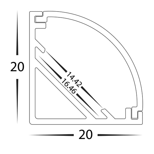 Corner Aluminium Profile - HV9691-2020-EC