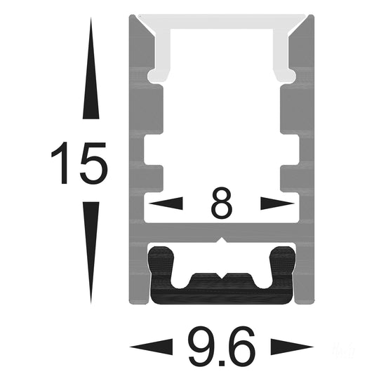 Shallow Square Aluminium Profile - HV9693-0915-3M