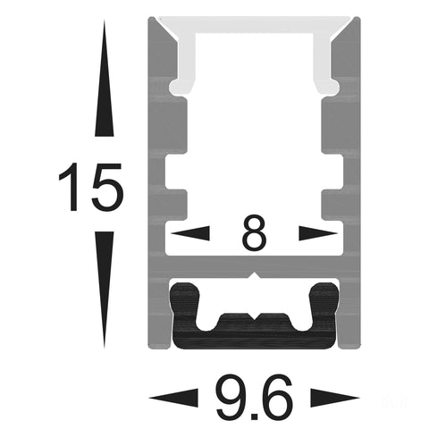 Shallow Square Aluminium Profile - HV9693-0915-3M