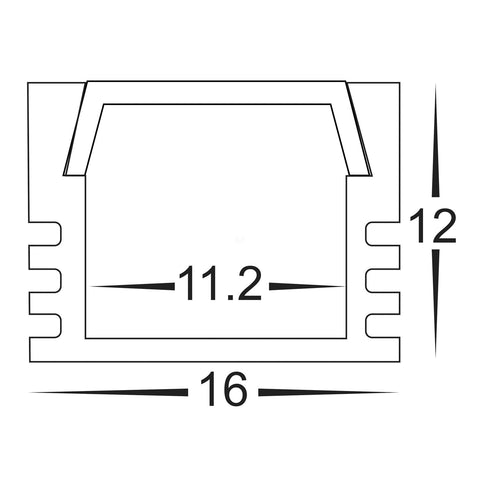 Black Shallow Square Aluminium Profile - HV9693-1612-BLK