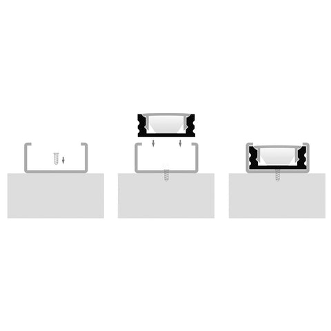 White Shallow Square Aluminium Profile - HV9693-1707-WHT