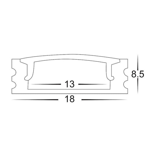 White Shallow Square Aluminium Profile - HV9693-1707-WHT