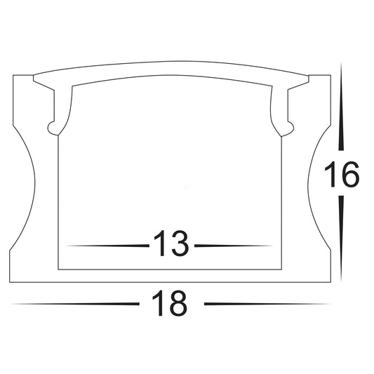Deep White Square Aluminium Profile - HV9693-1815-MC