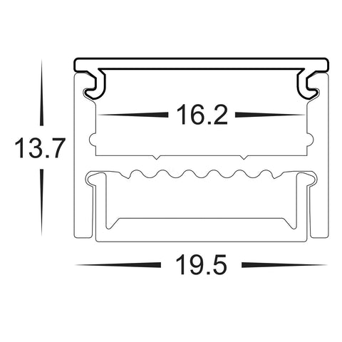 Shallow Square Aluminium Profile - HV9693-1922-3M