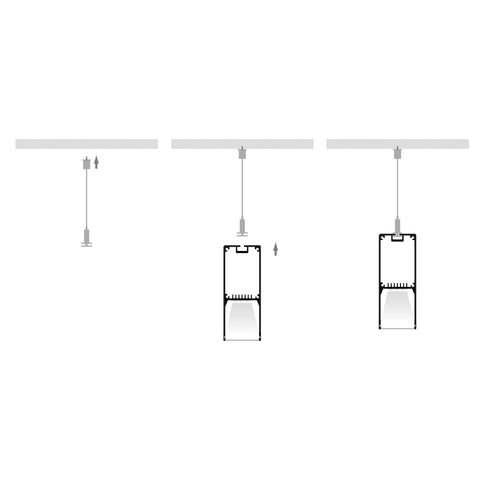 Suspended Aluminium Silver Profile - HV9693-2070