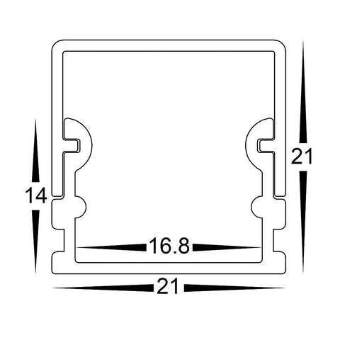 Deep Square Aluminium Profile with Square Diffuser - HV9693-2114-3M