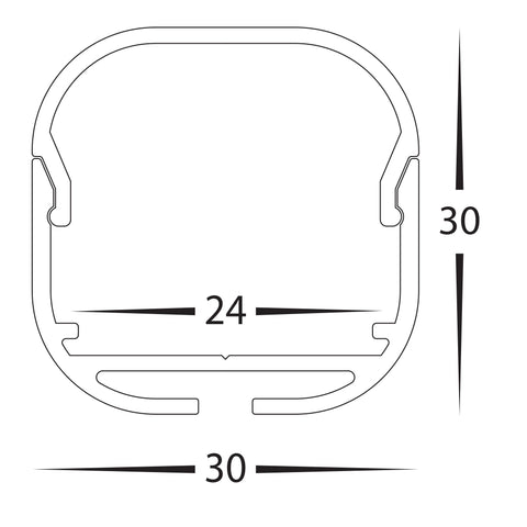 Aluminium Profile with Rounded Diffuser - HV9693-3030-EC