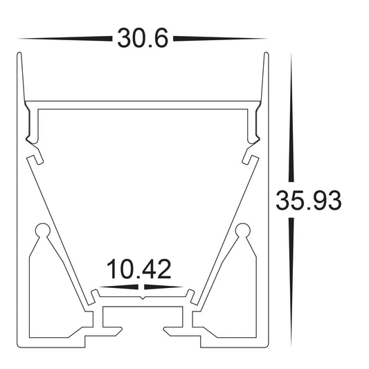Deep Square Aluminium Profile - HV9693-3136-WHT-3M