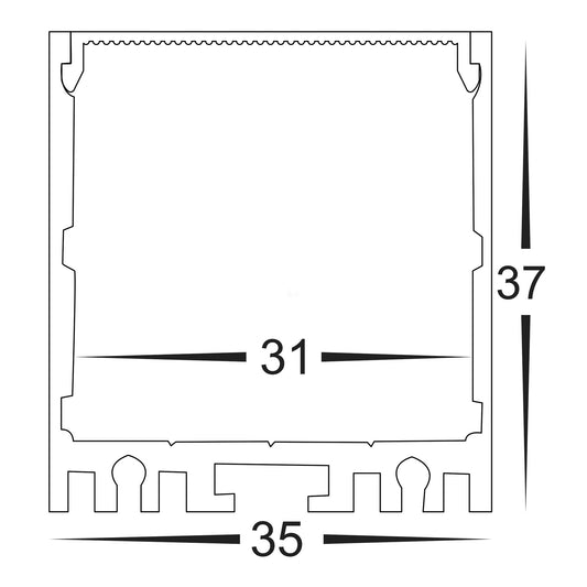 White Deep Square Aluminium Profile - HV9693-3537-WHT