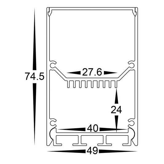 Deep Square Aluminium Profile - HV9693-4975-EC