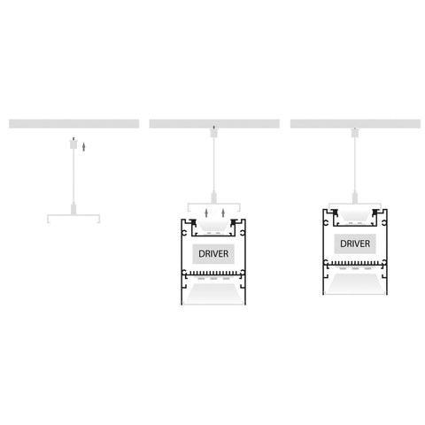 Deep Square Up & Down White Aluminium Profile - HV9693-6080-WHT-EC