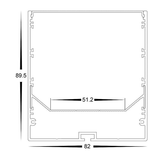 Large Deep Square Aluminium Profile - HV9693-8090-3M